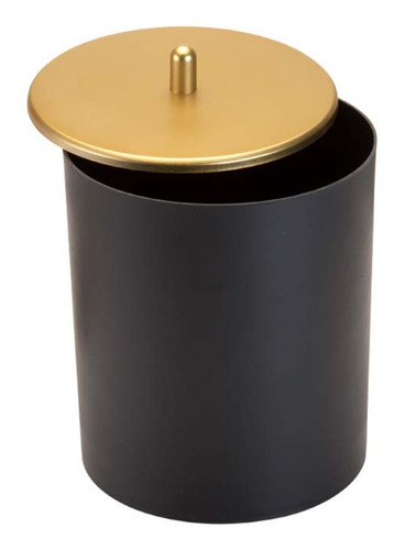 Lixeira Com Tampa Inox 5 Litros Preto Dourado Fosco Banheiro