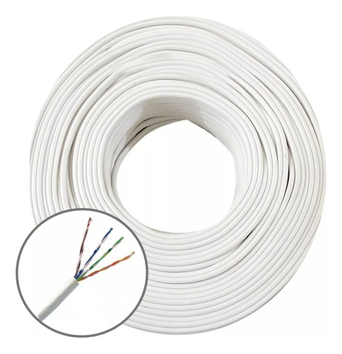 Cable Red Utp Rj45 Cat5e 0.40mm Blanco Tramo 100 Metros