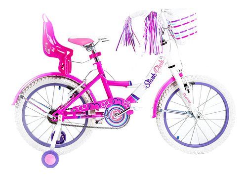 Bicicleta Stark Rodado 16 Nena Flowers Con Canasto Y Sillita