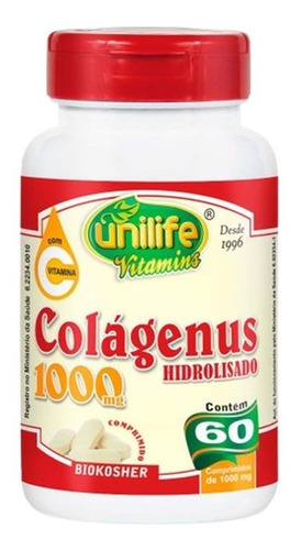 Colageno Hidrolisado + Vit C  1000mg 60 Comprimidos Unilife