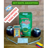 Nuevo!set Mate Argentino Duo !mates+bombillas+yerba+regalos