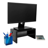 Base Suporte Para Monitor Apoio De Mesa Madeira Preto