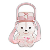 Garrafa De Água 1 L Portátil Criança Infantil Urso Ursinho Cor Rosa