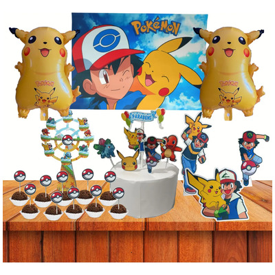 Kit Festa Casa Decoração Aniversario Pokemon Picachu 2 Balão