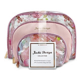 Kit De Necessaire 3 Peças Jacki Design Cosmetic Bag Gift Set Cor Rosa