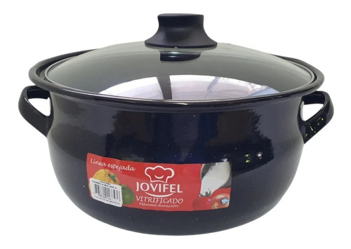 Cacerola Enlozada Vitrificada Jovifel 18cm Tapa Vidrio