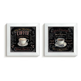 Kit 2 Quadros Decorativos Retrô Vintage Café Coffee Shop