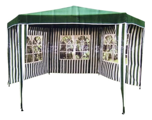 Gazebo Hexagonal 2x2x2m Con 3 Paredes Y Ventanas