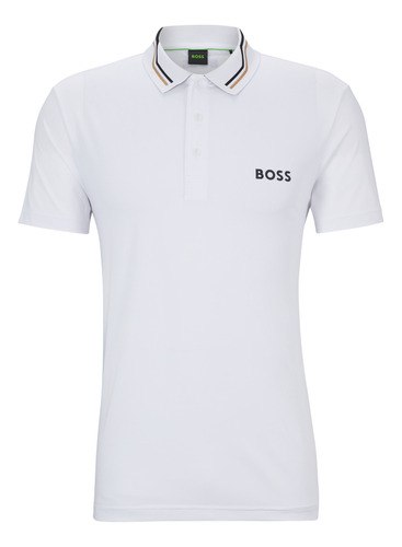 Polo Para Hombre Boss Con Logo En Contraste Y Cuello A Rayas