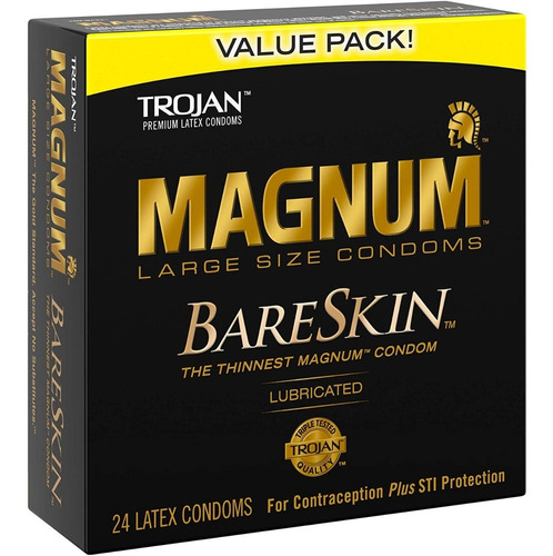 Condones Trojan Magnum L Bareskin Piel Desnuda Grande 24 Pz