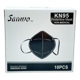 Kn95 Mascarilla Sanwo Negro Certificado 5 Capas 10 Pzs Caja 