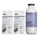 Kit 2 Henna Sobrancelha Rare Way Glance Esfoliante Facial