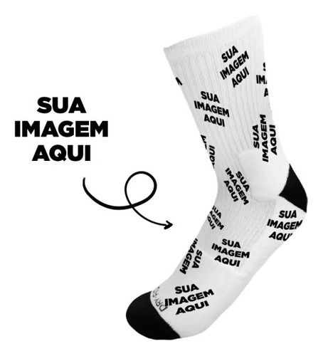 Meia Personalizada Com Sua Imagem Ou Logo - Cores Lisas