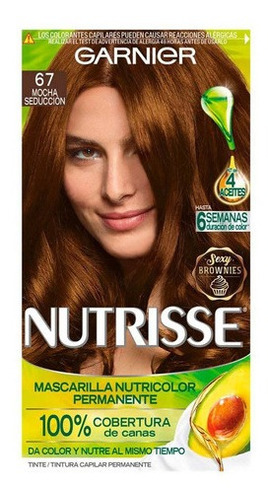 Kit Tintura Garnier  Nutrisse Regular Clasico Mascarilla Nutricolor Permanente Tono 67 Moca Seducción Para Cabello