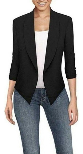 Abrigo Blazer Puro De Negocios Para Mujer, Manga Larga Abier