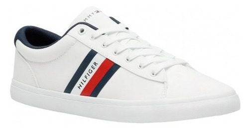 Tenis Tommy Hilfiger Fm0f M03389 Ybr White Essential Stripes