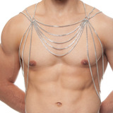Harness Body Chains Ricok Masculino Corrente De Prata