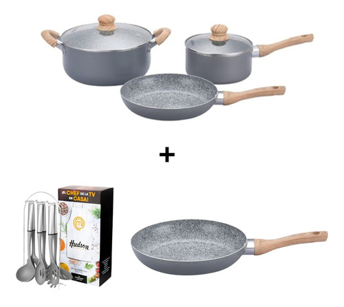 Set Ollas Granito Sarten26cm Hudson Antiadherente Utensilios