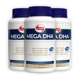 Kit Com 3 Mega Dha 1500mg Vitafor 120 Cápsulas Sabor Sem Sabor