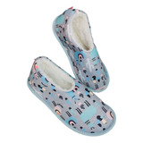 Pantuflas Cerradas Con Piel Dama Estampada Llamitas Margon