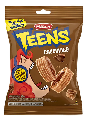 Biscoito Recheado Marilan Teens 80g Chocolate Kit 10 Unidade