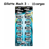 Gillette Mach 3 - Cartela Com 10x1 // 10 Cartuchos