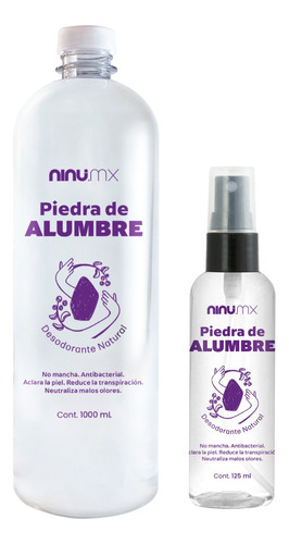 Piedra Alumbre Desodorante Liquido Natural Ninu 1.125 Ml Fragancia Neutro