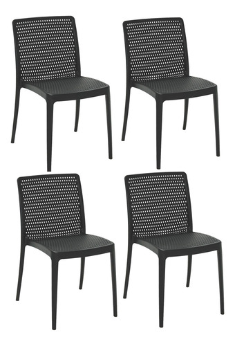 4 Cadeiras De Plástico E Fibra De Vidro Isabelle Tramontina