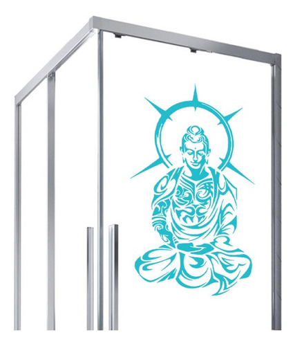 Adesivo Para Vidro Box  Azul Buda Iluminado Tribal
