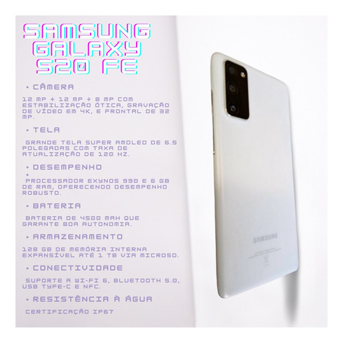 Smartphone Samsung Galaxy S20 Fe Tl 6.5 128gb 6gb Ram Branco