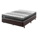 Box Casal Linho Bege 138x188 + Colchão Gransleep Ecoflex