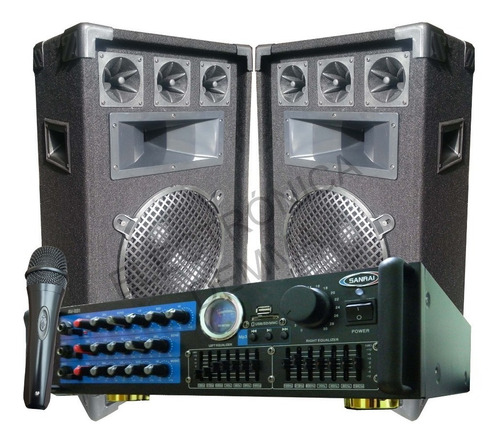 Combo Consola Amplificada Bt 600w + 2 Bafles 12  + Microfono