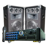 Combo Consola Amplificada Bt 600w + 2 Bafles 12  + Microfono