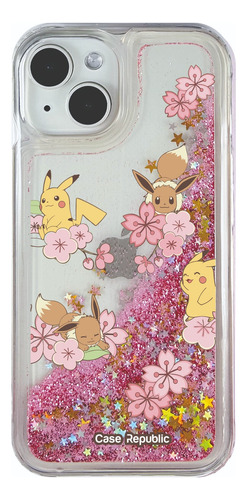 Funda Celular Para iPhone Pokemon Pikachu Y Eevee Glitter