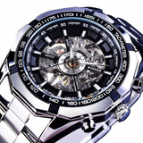 Reloj Mecánico Winner Skeleton Para Hombre Con Correa De Ace