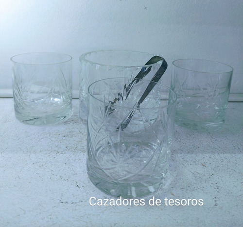  Vasos De Cristal Tallado Antiguo (whisky)