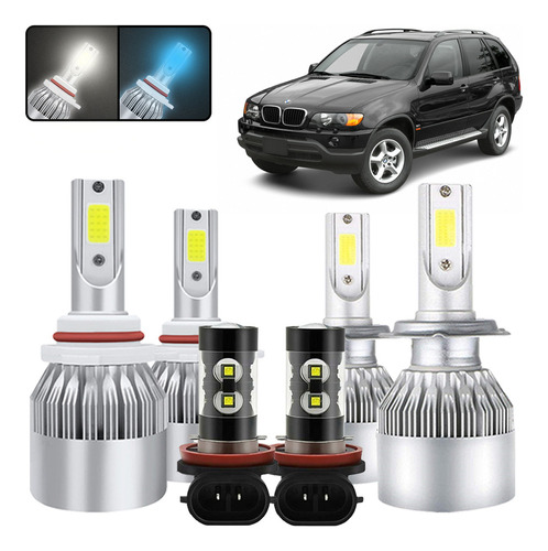 Kit De Focos Led 9005 H7 H3 Para Bmw X5 2000-2001