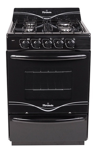 Cocina Multigas Florencia 5517f Negra 56 Cm Con Horno Visor