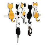 Porta Chave Em Aço Suporte De Chaves Desenho Gatos Coloridos
