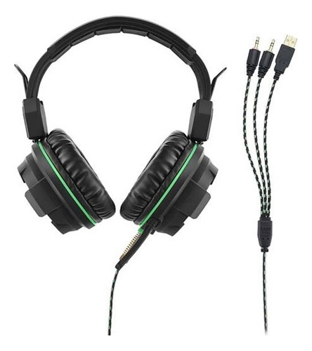 Headset Gamer Warrior Magne P2+usb Com Led Verde Multilaser