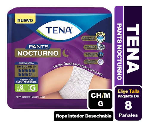 Pañal Adulto Ropa Interior Tena Pants Nocturno Elige Talla