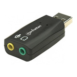 Adaptador De Audio Manhattan, Usb 2.0 M, Macho/hembra, Negro