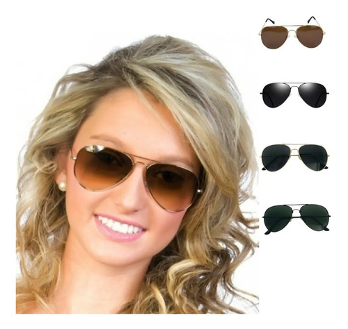 Oculos De Sol Feminino Estilo Aviador Com Proteção Uv 400