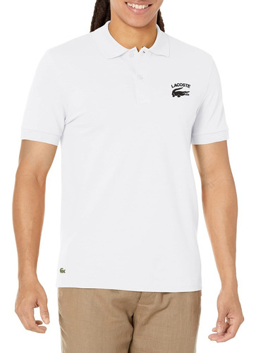 Playera Lacoste Polo Pique Blanco Logo Tejido Ph9535