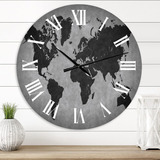 Reloj De Pared Vintage Con Mapa Antiguo Del Mundo Ix, Reloj 