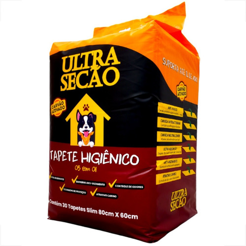 Tapete Higiênico Ultra Secão Carvão Ativado 80x60 30un