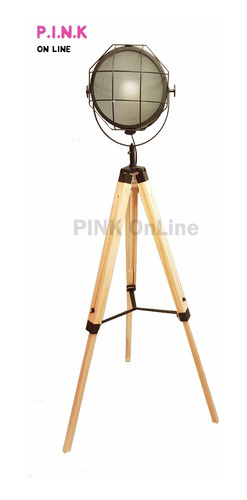 Lampara De Pie Living Faro Naval Tripode De Madera - Envios 