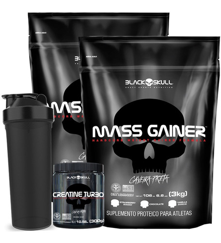 Super Combo Hiper Mass Gainer 6kg + Creatina- Caveira Preta