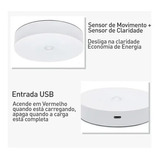 Luminária Sensor De Movimento Luz Noite Usb Recarregável