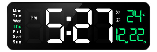 Modern Led Green Digital Wall Clock